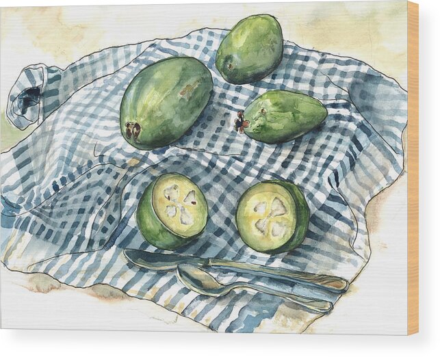 Feijoa Wood Print featuring the painting Feijoa Study by Whitney Palmer