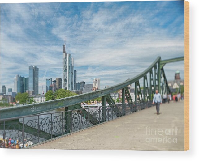 Downtown District Wood Print featuring the photograph Frankfurt, Eiserner Steg, Skyline #1 by Kontrast-fotodesign