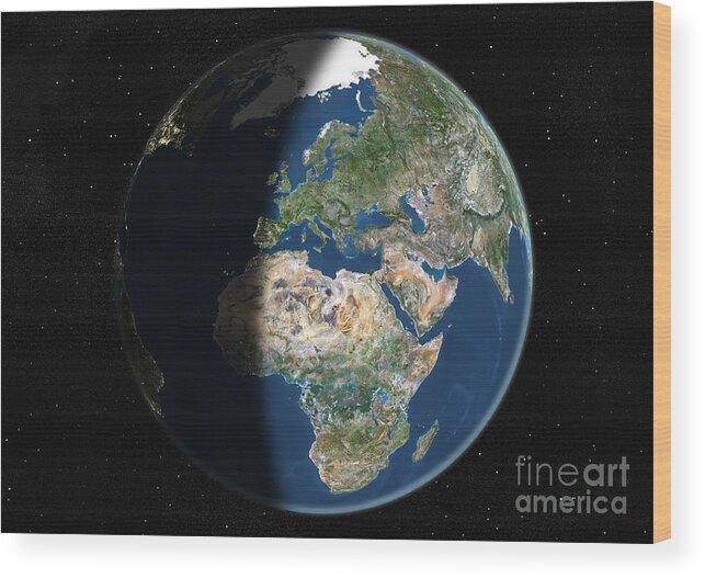 Globe Wood Print featuring the photograph Globe Centered On Europe & Africa #1 by Planet Observer
