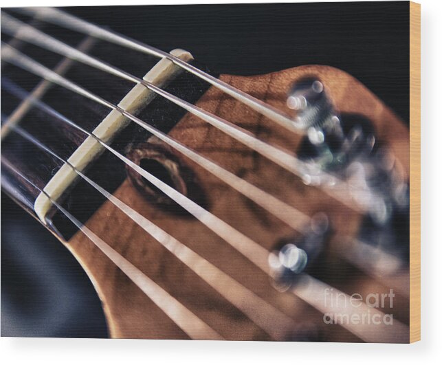 Abstract Wood Print featuring the photograph Guitar Strings #1 by Stelios Kleanthous