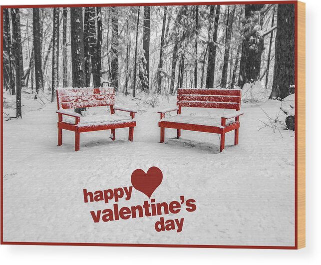 Greeting Card Wood Print featuring the photograph Happy Valentines Day by Cathy Kovarik