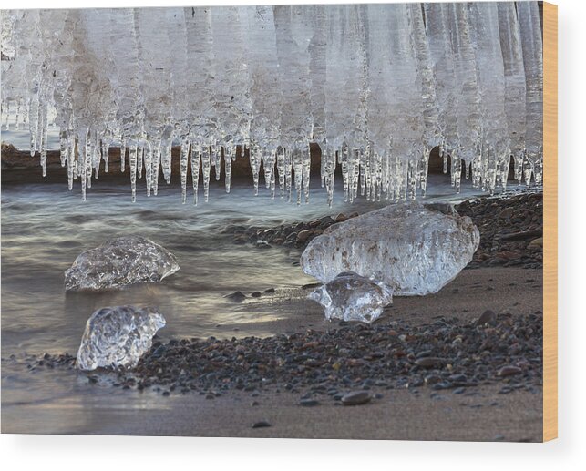 Ice Crystals Wood Print featuring the photograph Jewels of Superior #2 by Mary Amerman