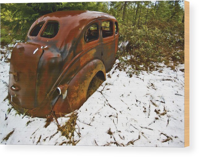 Snow Wood Print featuring the photograph Left to Rust #1 by Dale Stillman