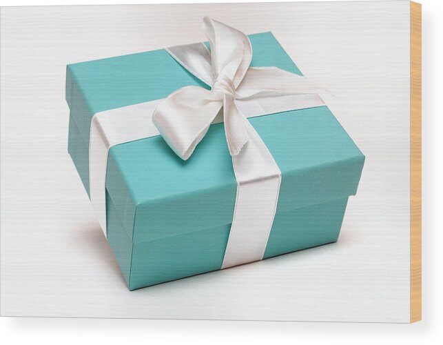 Anniversary Wood Print featuring the photograph Little Blue Gift Box #1 by Amy Cicconi