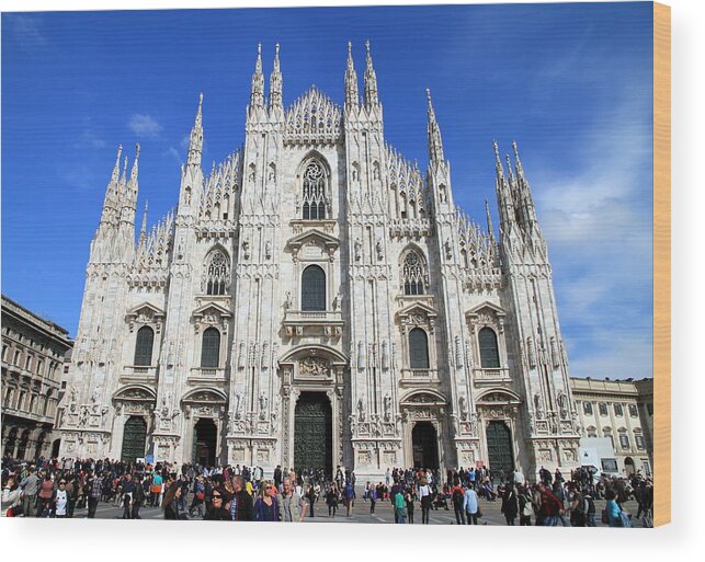 Architecture Wood Print featuring the photograph Milan Duomo Cathedral #1 by Valentino Visentini