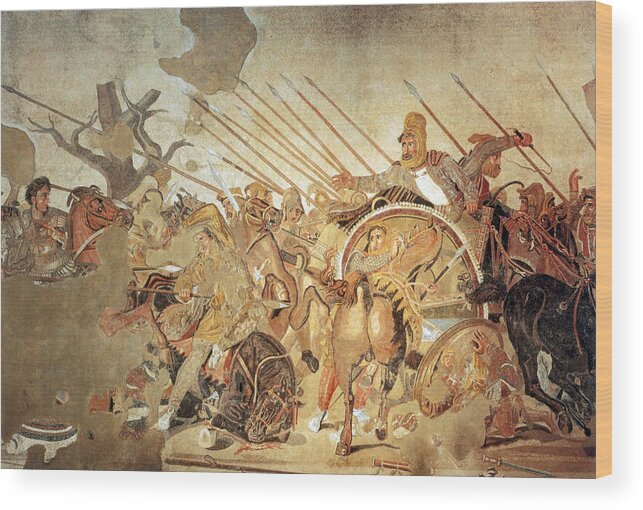 Archeology Wood Print featuring the photograph Pompeii, Alexander Mosaic, Battle #1 by Science Source