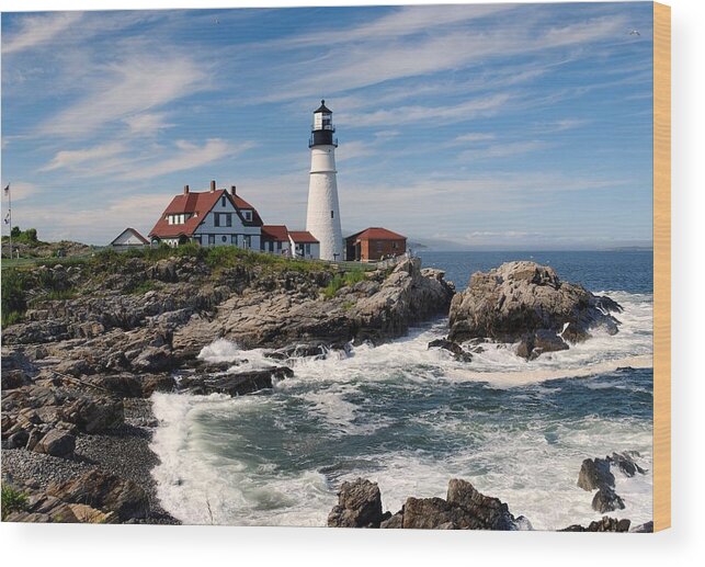 Portland Head Lighthouse Wood Print featuring the photograph Portland Head Lighthouse #2 by Georgia Clare