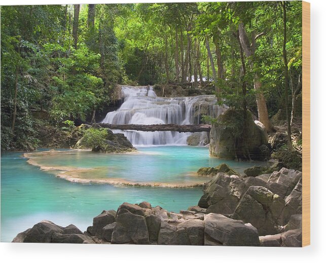 Waterfall Wood Print featuring the photograph Stream with Waterfall in Tropical Forest by Artur Bogacki