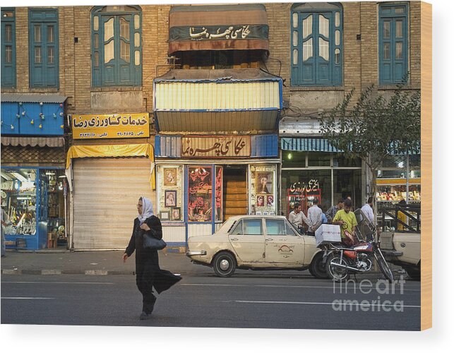 Veiled Wood Print featuring the photograph Street Scene In Teheran Iran #1 by JM Travel Photography