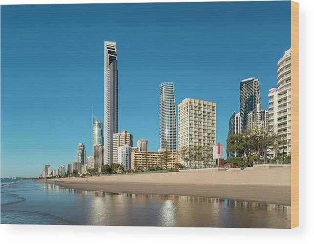 Dawn Wood Print featuring the photograph Surfers Paradise From Surfers Paradise #1 by Stefan Mokrzecki