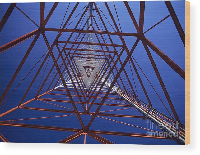 Television Tower Wood Print featuring the photograph TV Tower Abstract #2 by Jim Corwin