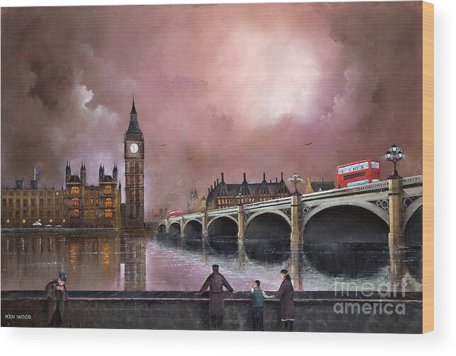 England Wood Print featuring the painting Yes Son That's Big Ben, London - England by Ken Wood