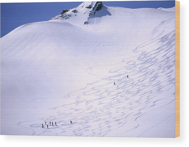 Adventure Wood Print featuring the photograph Heli-skiing The Bugaboos In Canadas #10 by Jose Azel