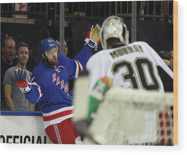 Playoffs Wood Print featuring the photograph Pittsburgh Penguins V New York Rangers #12 by Bruce Bennett