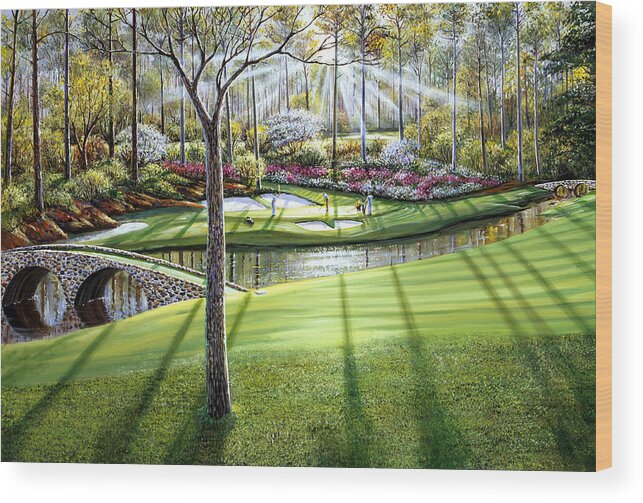 Augusta National Wood Print featuring the painting 12th at Augusta National by Raymond Sipos