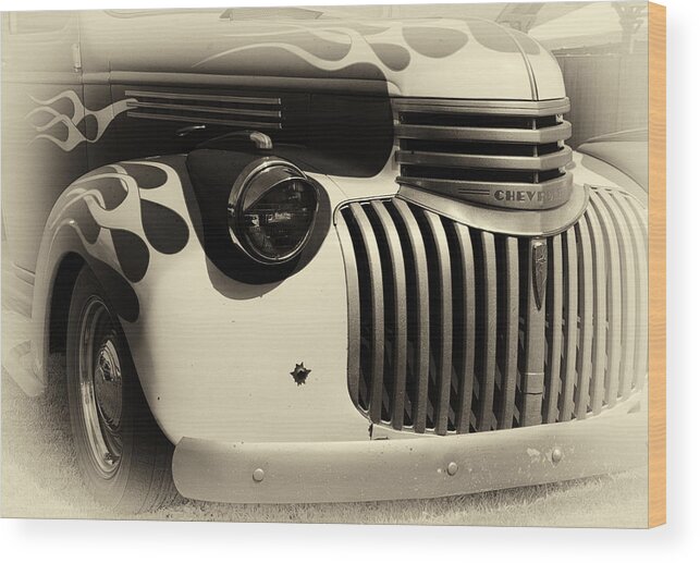 Hot Rod Wood Print featuring the photograph 1946 Chevy Pick up by Ron Roberts