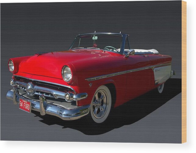 1954 Wood Print featuring the photograph 1954 Ford Convertible Sunliner by Tim McCullough