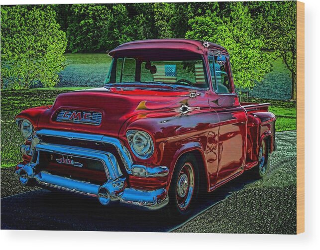 1955 Gmc Wood Print featuring the photograph 1955 GMC 100 Pickup Truck by Tim McCullough