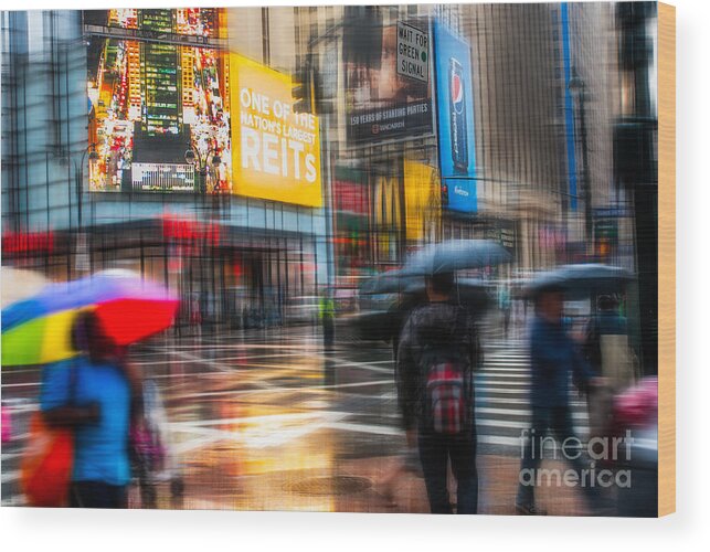 Nyc Wood Print featuring the photograph A Rainy Day In New York by Hannes Cmarits