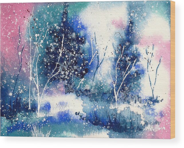Solstice Wood Print featuring the painting Holiday Card 4 #2 by Nelson Ruger