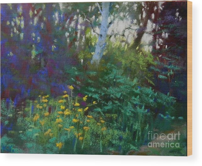 Landcape Wood Print featuring the painting Morning Walk #2 by Celine K Yong