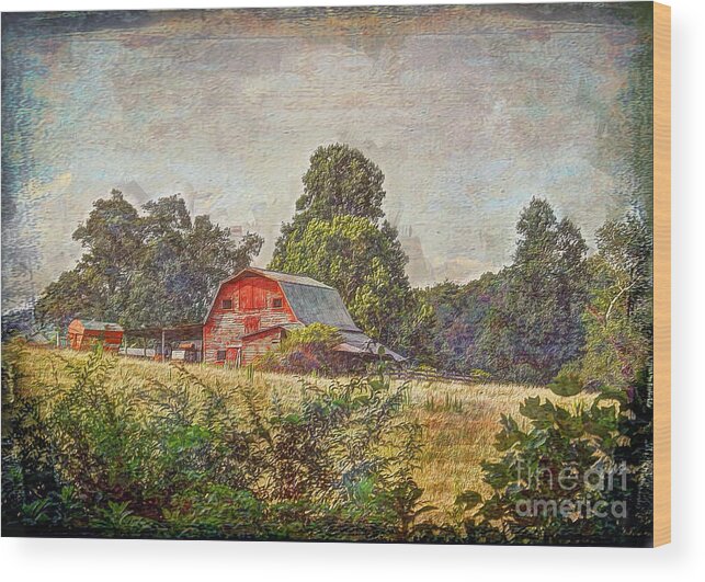 Old Farm Wood Print featuring the digital art Old Farm #2 by Savannah Gibbs