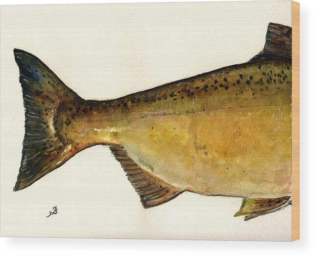 Chinook Wood Print featuring the painting 2 part Chinook king salmon by Juan Bosco