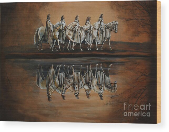 Horses Wood Print featuring the painting The Quest by Nancy Bradley