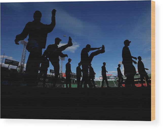 People Wood Print featuring the photograph Cincinnati Reds V Boston Red Sox by Jared Wickerham
