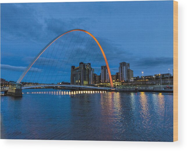 Newcastle Wood Print featuring the photograph Night on the Tyne #3 by Trevor Kersley