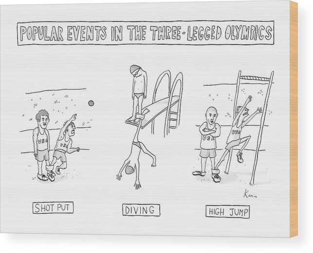 Sport Wood Print featuring the drawing New Yorker July 30th, 2007 by Zachary Kanin
