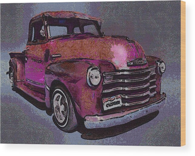 Truck Wood Print featuring the digital art 48 Chevy Truck pink by Ernest Echols