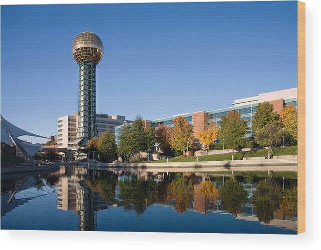 Knoxville Wood Print featuring the photograph Knoxville Sunsphere #5 by Melinda Fawver