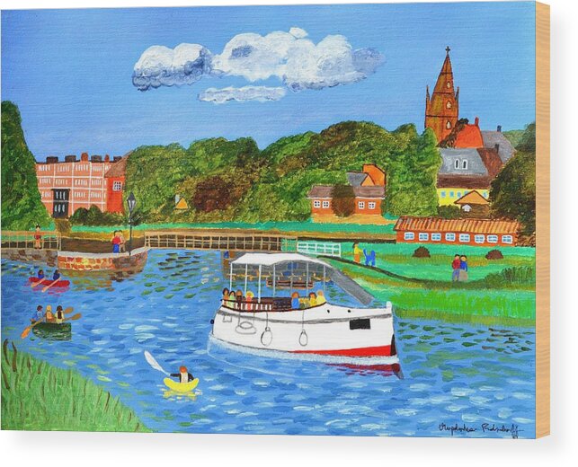 River Wood Print featuring the painting A day on the river in Exeter by Magdalena Frohnsdorff