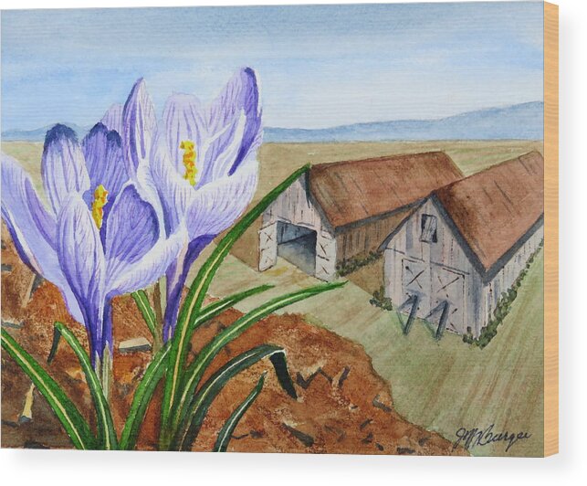 Crocus Wood Print featuring the painting A Sure Sign by Joseph Burger