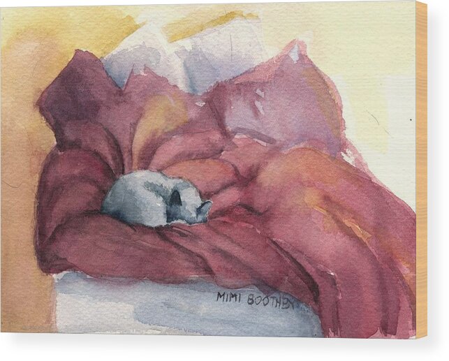 Cat Wood Print featuring the painting Aggie's Spot by Mimi Boothby