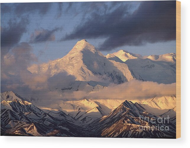 00340723 Wood Print featuring the photograph Alaska Range Morning by Yva Momatiuk John Eastcott