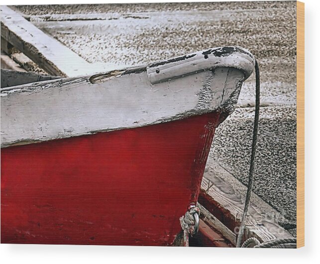 Red Boat Wood Print featuring the photograph All Tied Up by Janice Drew