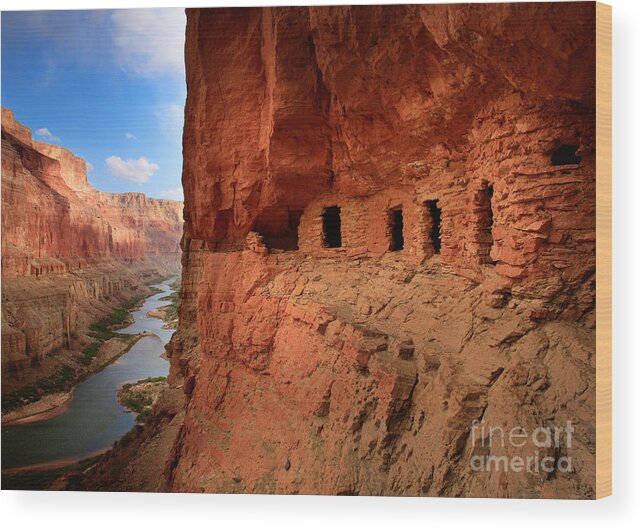 Grand Canyon Wood Print featuring the photograph Anasazi Granaries by Inge Johnsson