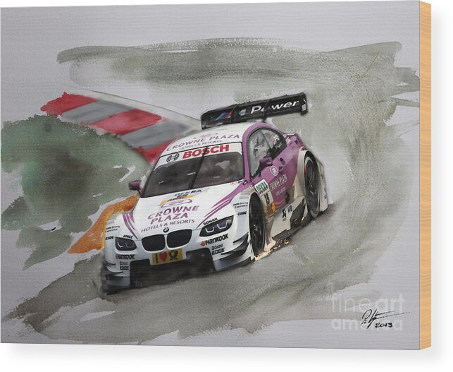 Andy Priaulx Wood Print featuring the mixed media Andy Priaulx BMW DTM by Roger Lighterness