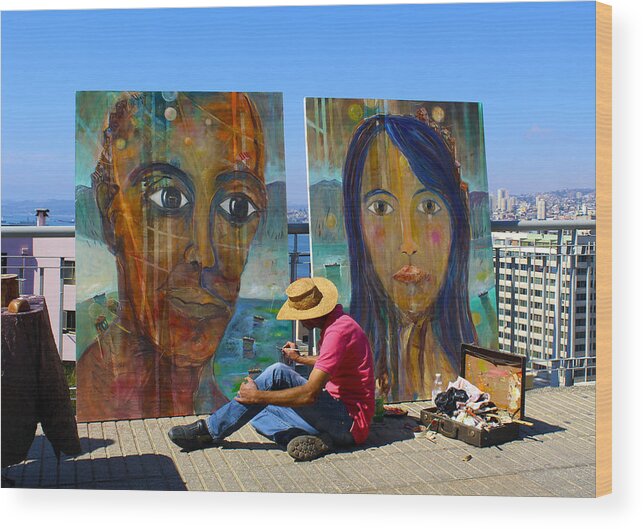 Artist Wood Print featuring the photograph Artist at Work Valparaiso Chile by Kurt Van Wagner