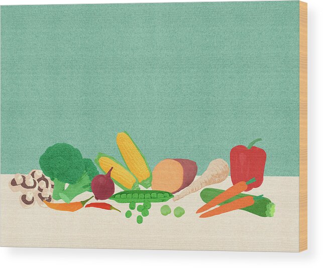 Assorted Wood Print featuring the photograph Assortment Of Fresh Vegetables by Ikon Ikon Images