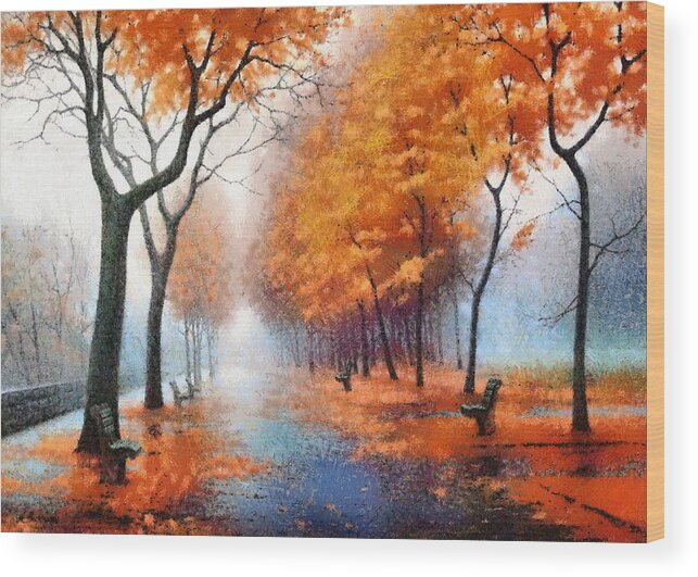 Autumn Wood Print featuring the photograph Autumn Boulevard by Charmaine Zoe