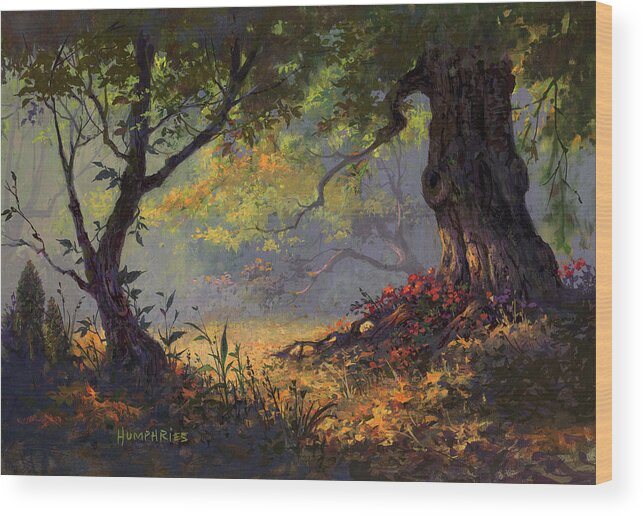 Landscape Wood Print featuring the painting Autumn Shade by Michael Humphries