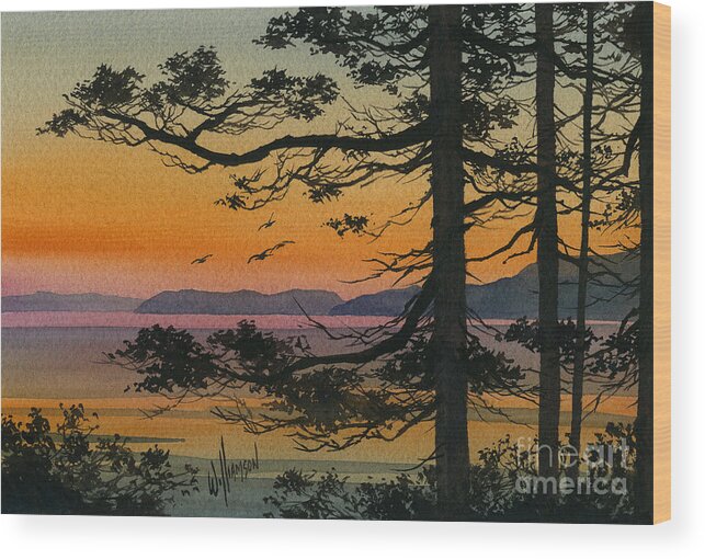 Landscape Wood Print featuring the painting Autumn Shore by James Williamson