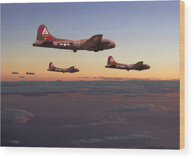 Aircraft Wood Print featuring the digital art B17- A Winter's Tale by Pat Speirs