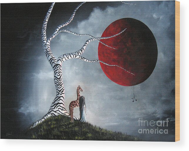 Surreal Art Wood Print featuring the painting Original Surreal Paintings by Erback by Moonlight Art Parlour