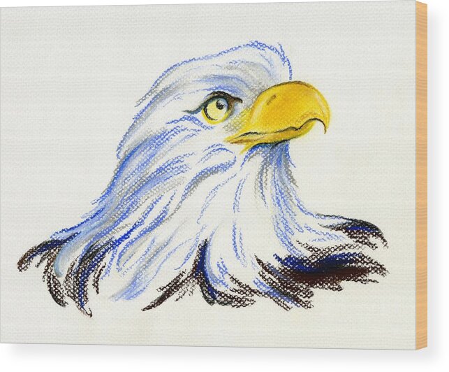 Bird Wood Print featuring the pastel Bald Eagle Portrait by MM Anderson