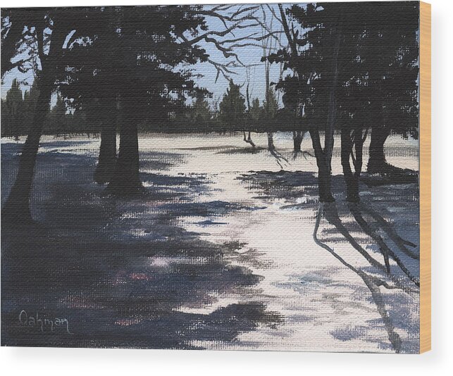 Landscape Of Winter Scene Wood Print featuring the painting Bathed in the Morning Light by Terri Meyer