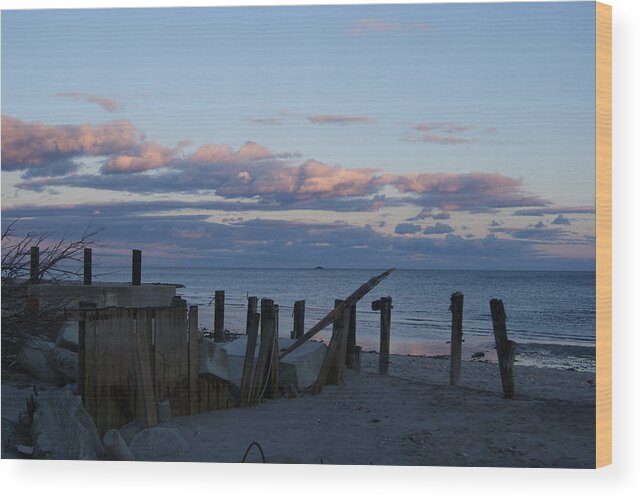 Pier Wood Print featuring the photograph Battered Pier at Sundown by Margie Avellino